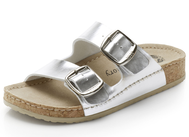 Sandalen & slippers - Mubb muiltjes gemaakt van zacht metallic synthetisch materiaal, in Größe 036 bis 042, in Farbe ZILVER