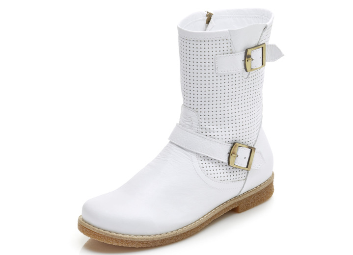 - Stiefelette mit trendiger Zierlochung, in Größe 036 bis 042, in Farbe WEISS Ansicht 1