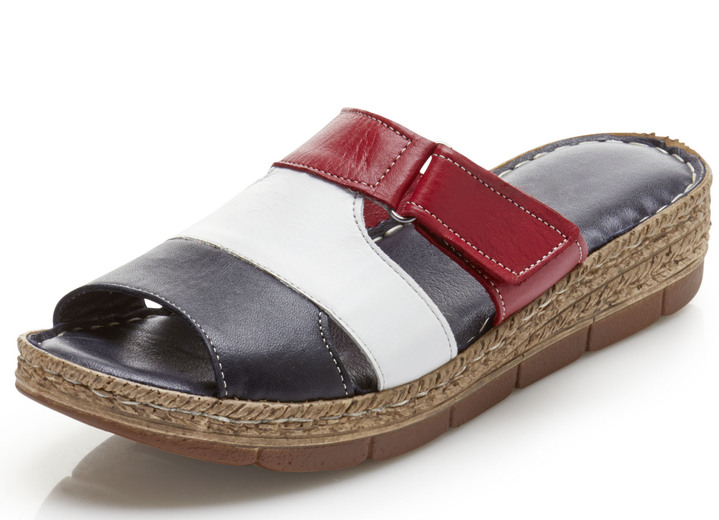 Sandalettes & slippers - Andrea Conti muiltjes van nappaleer, in Größe 036 bis 042, in Farbe BLAUW-WIT-ROOD Ansicht 1