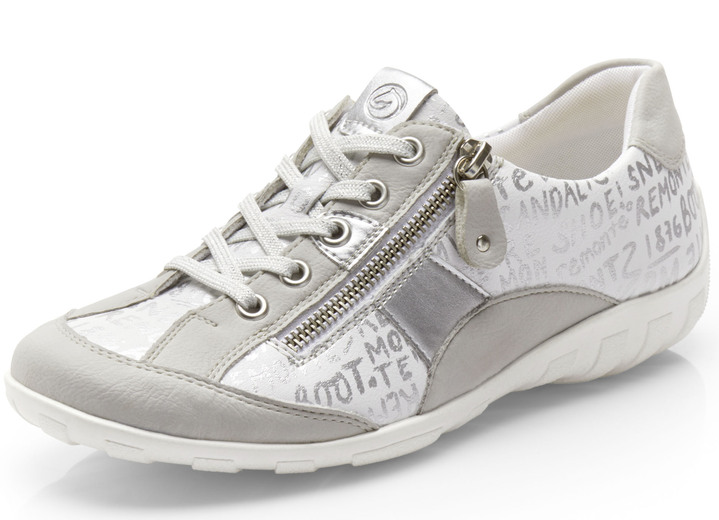 Remonte - Remonte sneakers met bedrukte biezen, in Größe 036 bis 043, in Farbe LICHTGRIJS-WIT Ansicht 1