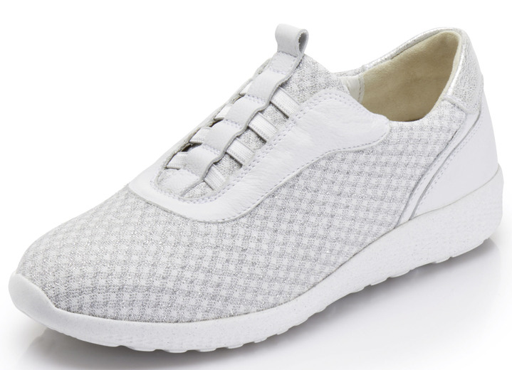 - Waldläufer pantoffels van elegant, glinsterend textielmateriaal, in Größe 3 1/2 bis 8, in Farbe WIT Ansicht 1