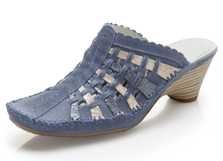 Sandalen & slippers - ELENA EDEN mocassin sabot met contrasterende details, in Größe 036 bis 042, in Farbe JEANS Ansicht 1