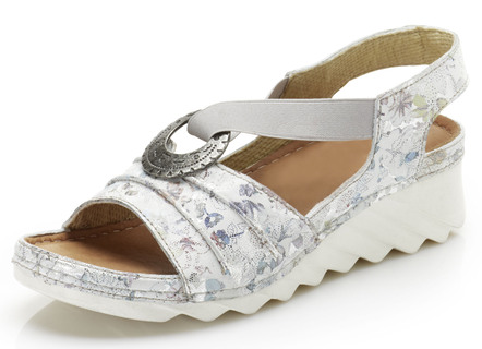 Sandalen van nubuckleer met bloemenprint