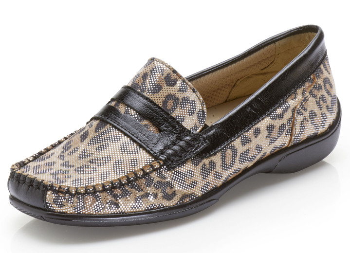 - Slippers met een pittige leeuwenprint, in Größe 036 bis 042, in Farbe ZWART-CAMEL Ansicht 1