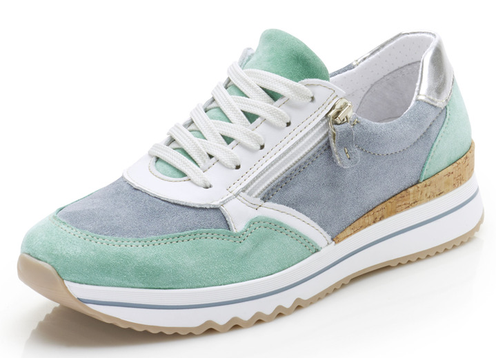 - Sneakers met witte biesjes, in Größe 037 bis 042, in Farbe SPIJKERBROEK MINT Ansicht 1