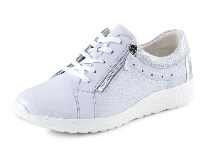 Instappers & veterschoenen - Waldläufer, comfortabele dames veterschoenen, breedte K, met uitneembaar voetbed, in Größe 3 1/2 bis 8, in Farbe BLEU ZILVER Ansicht 1