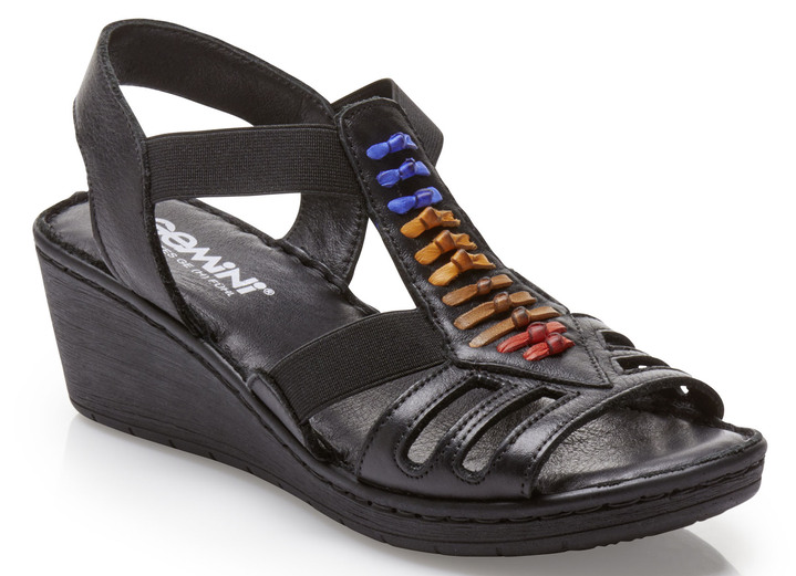 Sandalen & slippers - Gemini sandaal met kleurrijke leren details, in Größe 036 bis 041, in Farbe ZWART