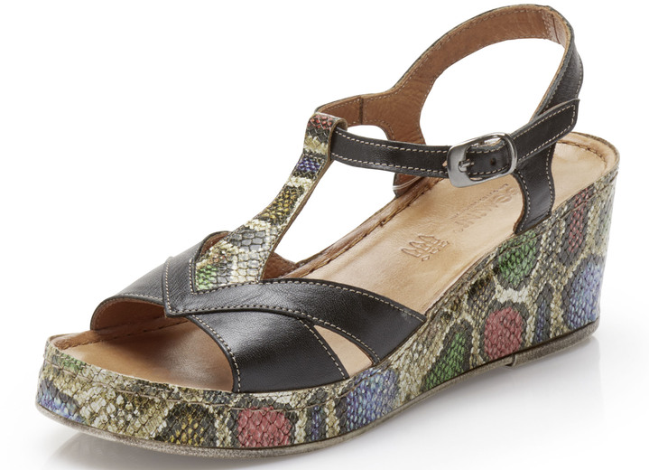 - Gemini sandalen met kleurrijke slangenprint, in Größe 036 bis 042, in Farbe ZWART
