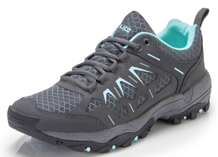 - Veterschoen van luchtig textiel en synthetisch materiaal, in Größe 036 bis 042, in Farbe GRIJS-TURQUOISE Ansicht 1