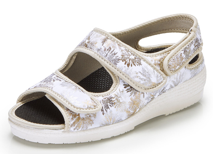 Sandalen & slippers - Sandaal gemaakt van glanzend textielmateriaal, in Größe 036 bis 040, in Farbe ECRU Ansicht 1