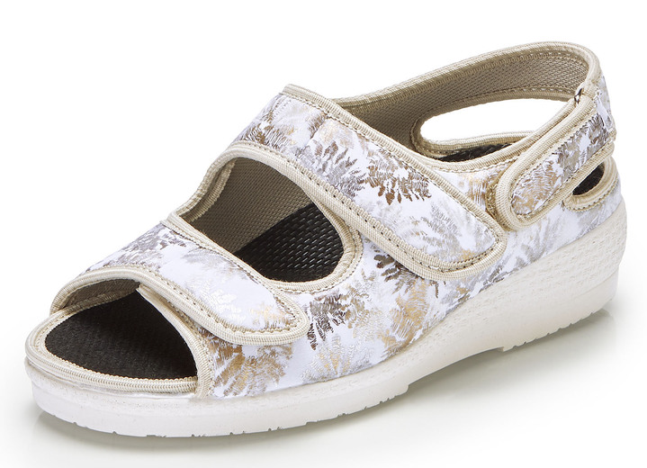 Sandalen & slippers - Sandaal gemaakt van glanzend textielmateriaal, in Größe 036 bis 042, in Farbe ECRU Ansicht 1