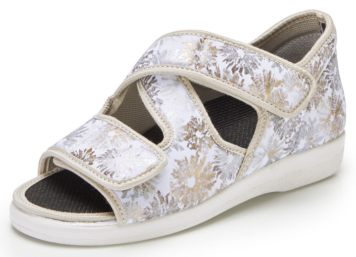 Sandalen & slippers - Sandaal met glanzende print, in Größe 036 bis 040, in Farbe ECRU Ansicht 1
