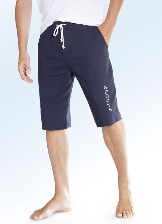 Homewear - Bermuda met brede tailleband in 4 kleuren, in Größe 048 bis 062, in Farbe MARINE Ansicht 1