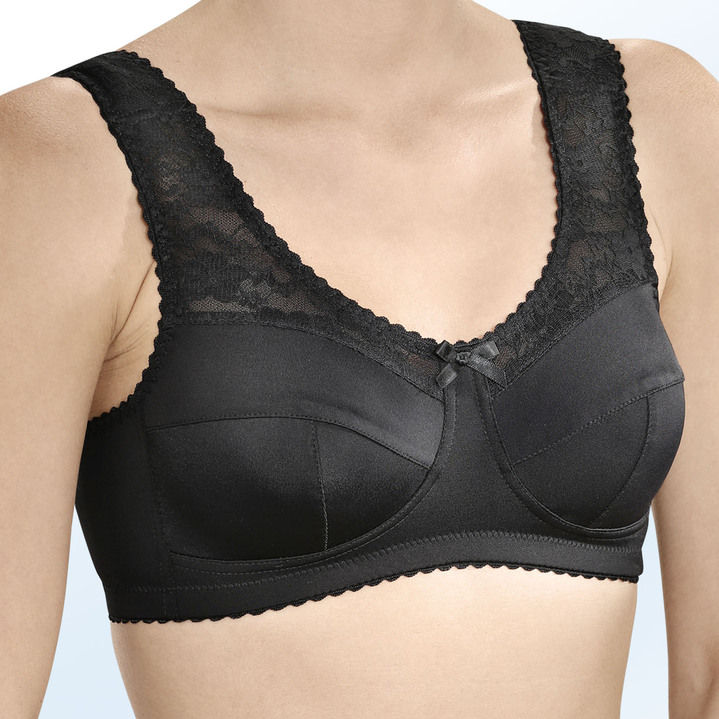 BH zonder beugel - BH met elastische kant, in Größe 080 bis 110, in Cup C, in Farbe ZWART Ansicht 1