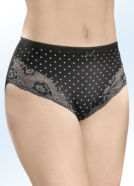 - Set van drie Laurina slips met stippenmotief, in Größe 042 bis 050, in Farbe ZWART Ansicht 1