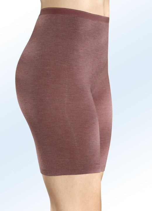 Pantyslips - Sylvia Speidel set van twee lange broeken met comfortabele elastische tailleband, in Größe 038 bis 048, in Farbe BORDEAUX GEMÊLEERD Ansicht 1
