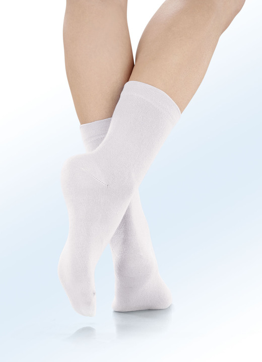 Kousen & panty's - Set van vijf sokken met een drukvrije tailleband, in Größe 1 (Schoenm. 35-38) bis 2 (Schoenm. 39-42), in Farbe 5X WEISS Ansicht 1