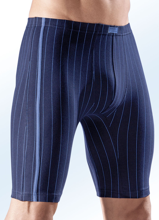 Pants & boxershorts - Set van vier lange broeken, gestreept, in Größe 3XL (9) bis XXL (8), in Farbe 1X MARINE, 1X ZWART, 1X JEANSBLAUW, 1X BORDEAUX Ansicht 1