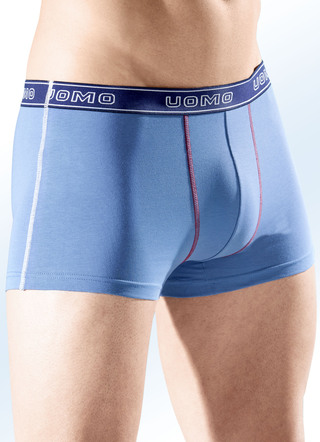Set van vier boxershorts, effen, met contrasterende naden