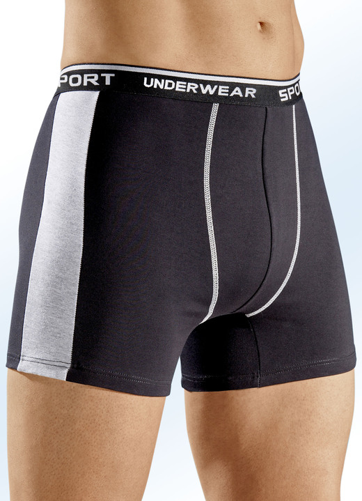 Pants & boxershorts - Verpakking met drie boxershorts, effen, met inzetstukken, in Größe 005 bis 011, in Farbe ZWART-GRIJS GEMÊLEERD