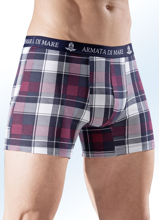 Pants & boxershorts - Set van drie boxershorts met elastische band, effen, in Größe 004 bis 009, in Farbe CAMEL-MARINE-BORDEAUX-WIT