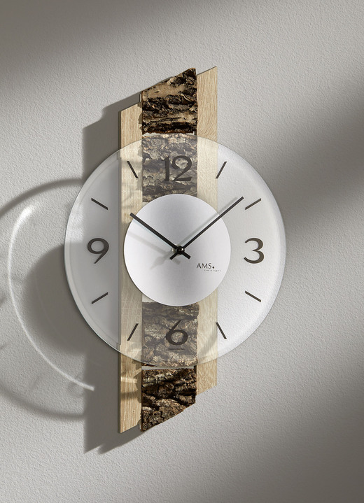 Horloges - Wandklok met inleg van boomschors, in Farbe BRUIN
