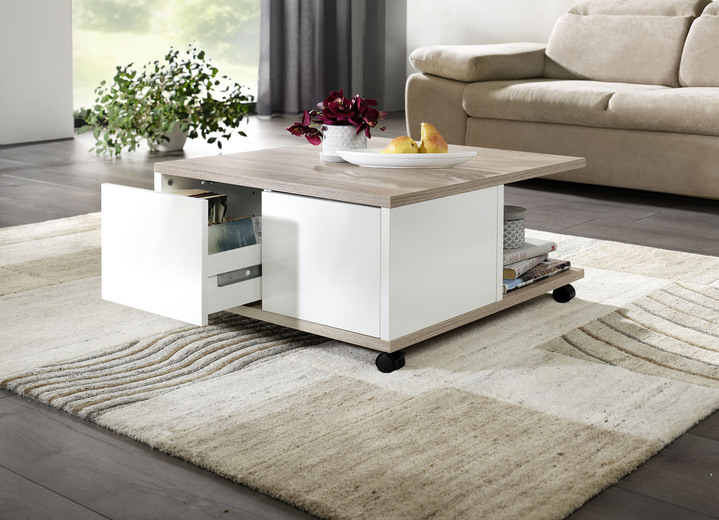 - Moderne salontafel met lades, in Farbe EIKENWIT Ansicht 1