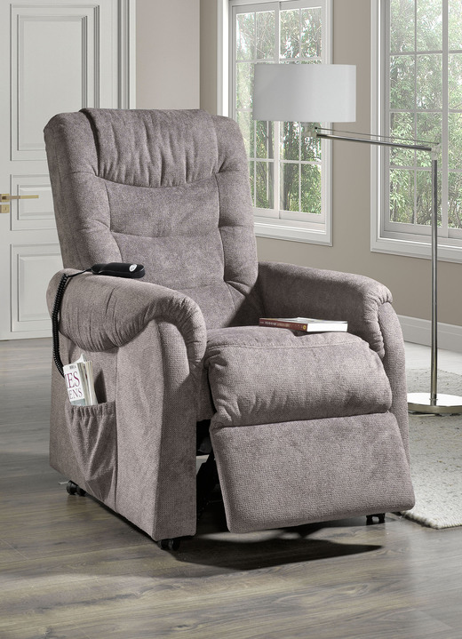 TV-Fauteuil / Relax-fauteuil - TV-fauteuil met wielen en veerkern, in Farbe LICHTBRUIN, in Ausführung handmatig verstelbaar Ansicht 1