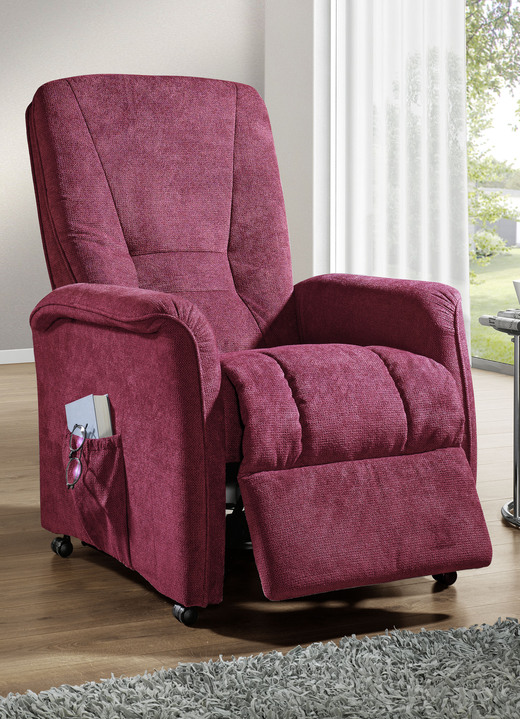 TV-Fauteuil / Relax-fauteuil - Comfortabele tv-fauteuil op een stevig houten onderstel, in Farbe ROOD, in Ausführung TV fauteuil, mechanisch Ansicht 1