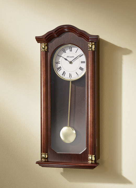 Horloges - Wandklok van deels massief hout, in Farbe NOTENBOOM Ansicht 1
