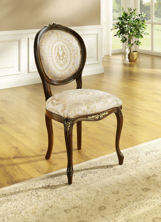 Stoelen & zitbanken - Klassieke stoel met prachtig houtsnijwerk, in Farbe NOTENBOOM-BEIGE Ansicht 1