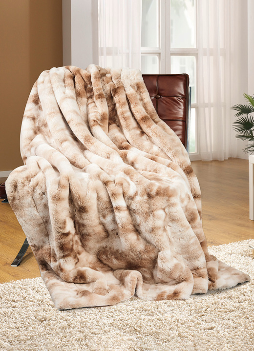 Woondekens - Bontdeken van natuurlijk imitatiebont, in Farbe BEIGE Ansicht 1
