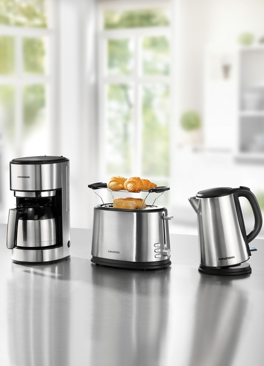 Keukenapparaten-series - Grundig ontbijtserie gemaakt van hoogwaardig roestvrij staal, in Farbe ROESTVRIJ STAAL/ZWART, in Ausführung Toaster Ansicht 1