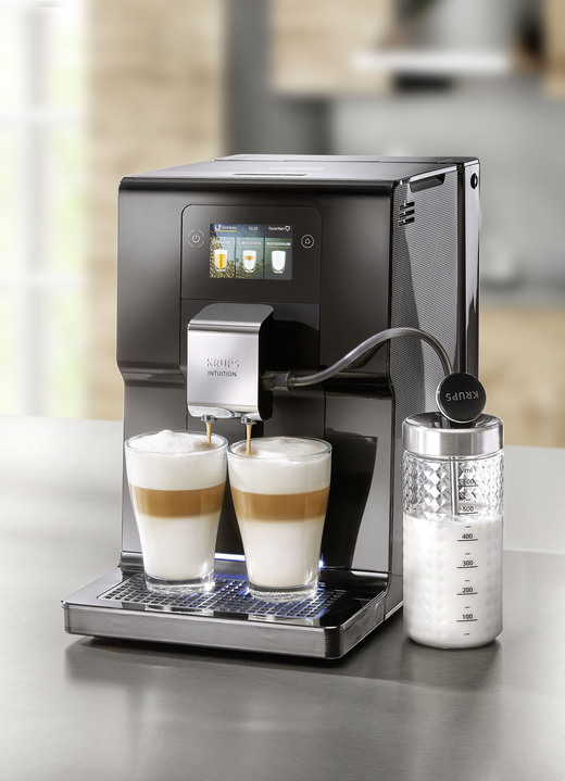 Koffie- & espressoapparaten - Krups EA8738 volautomatische koffiemachine, in Farbe SCHWARZ