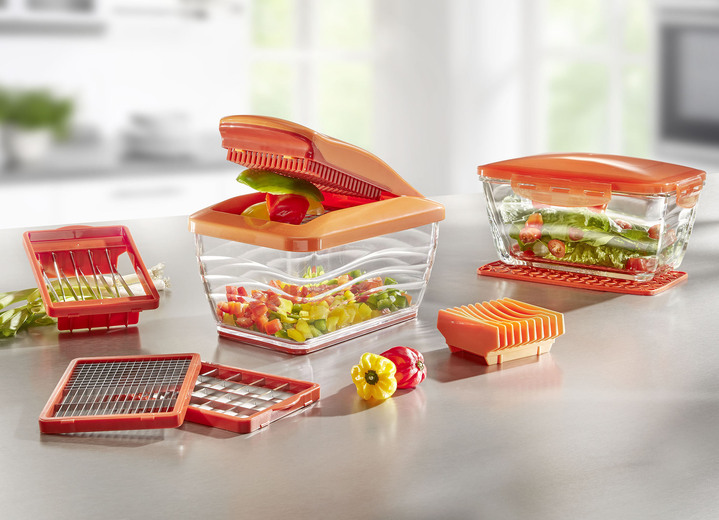 - Nicer Dicer Chef S met ultrascherpe roestvrijstalen messen, in Farbe ORANJE, in Ausführung Nicer Dicer Chef S, 8-delig Ansicht 1