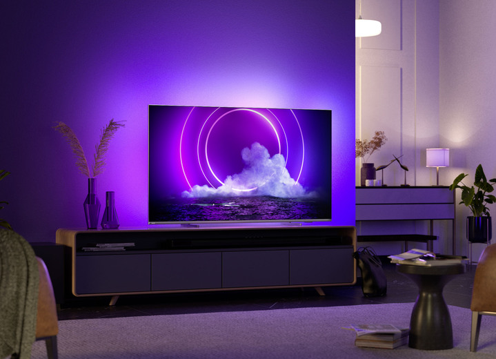 TV - Philips 4K Ultra HD Ambilight LED-tv compatibel met DTS Play-Fi, in Farbe SILBER Ansicht 1