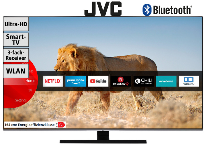 - JVC LED TV met 4K Ultra HD resolutie, in Farbe ZWART Ansicht 1