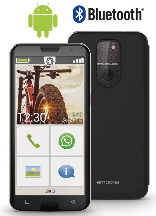 Mobiele telefoon - Smartphone met een groot scherm, in Farbe SCHWARZ Ansicht 1