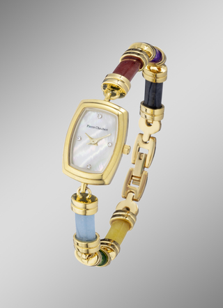 Dameshorloge met veelkleurige jade armband