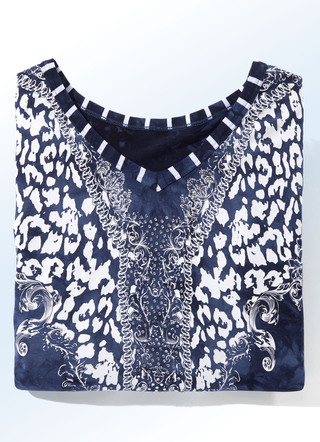 Lang shirt met V-hals in 2 kleuren