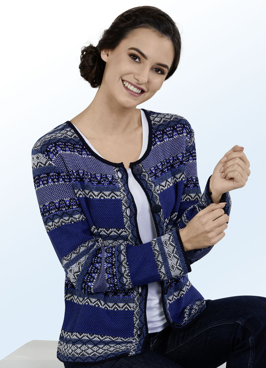 - Vest in modieus gestreept dessin met een mix van patronen, in Größe 038 bis 052, in Farbe MARINE-BLAUW-ULTICOLOR