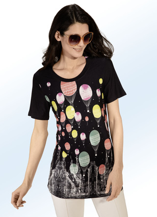Lang shirt met strassversiering op de voorkant