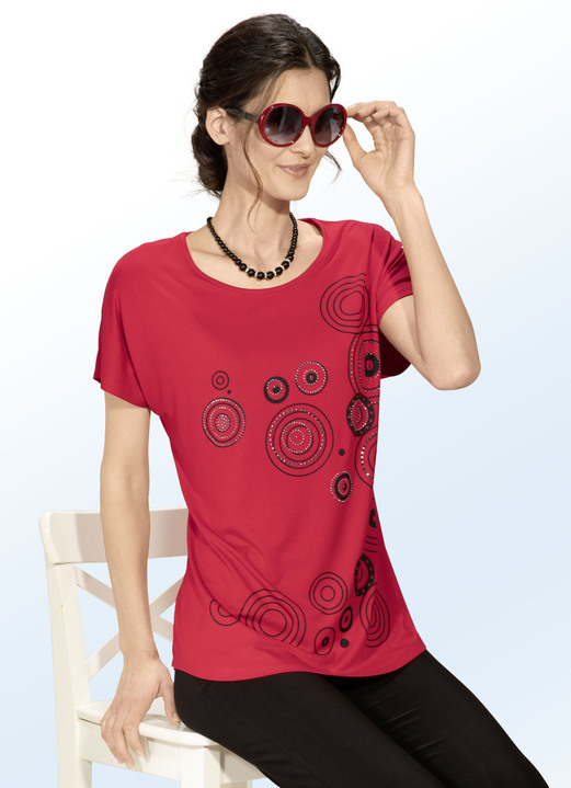 - Lang shirt met contrastprint in 2 kleuren, in Größe 038 bis 054, in Farbe ROOD
