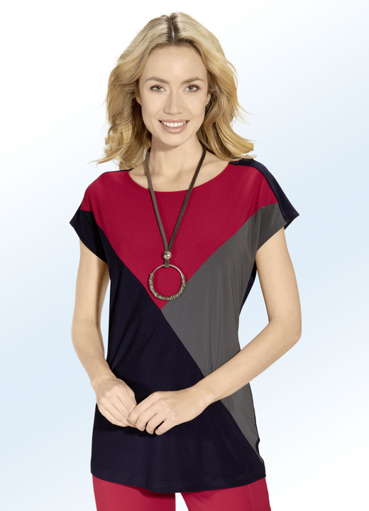 - Shirt met deelnaden aan de voorkant, in Größe 038 bis 054, in Farbe MARINE ROOD GRIJS