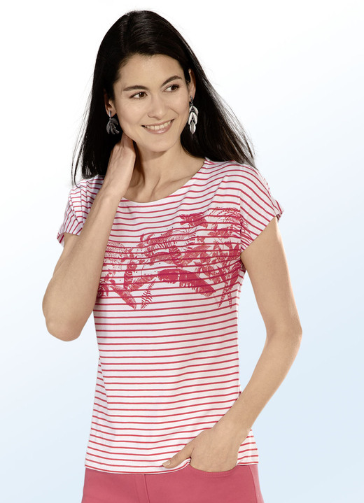 Shirts - Shirt met contrastmotief, in Größe 036 bis 050, in Farbe wit koraal
