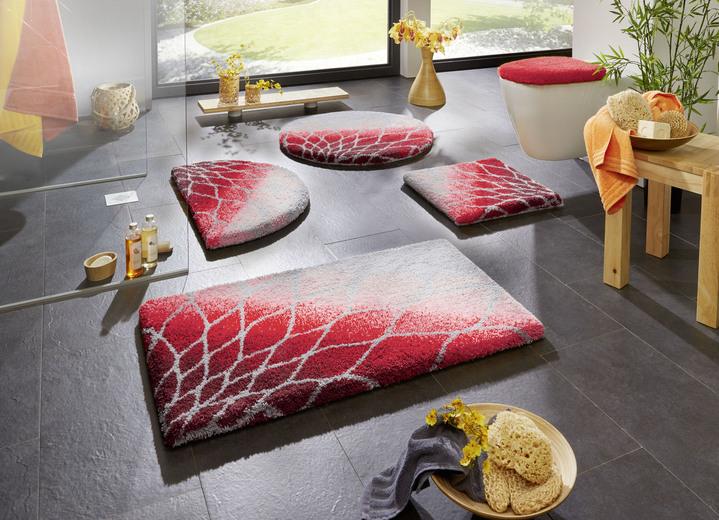 - Badkamerset met trendy design, in Größe 100 (Matje, halfrond 50/80 cm) bis 112 (Toiletdekselafdekking 47/50 cm), in Farbe ROOD-GRIJS Ansicht 1