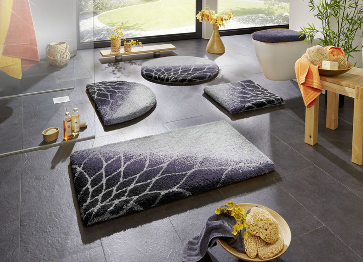 - Badkamerset met trendy design, in Größe 100 (Matje, halfrond 50/80 cm) bis 112 (Toiletdekselafdekking 47/50 cm), in Farbe ZWART-GRIJS Ansicht 1