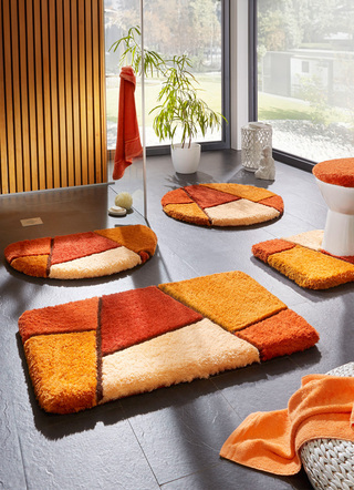Kleurrijke badkamerset met antislip achterkant