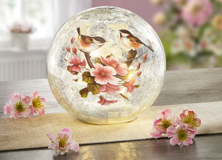 Woonaccessoires - Glazen bol met verlichting, in Farbe WIT-DUSKY ROZE