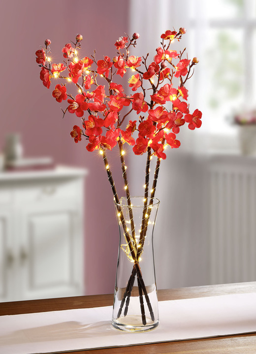 Kunst- & textielplanten - LED-lichttakken met elk 15 bloemen, in Farbe BRUIN-ROOD